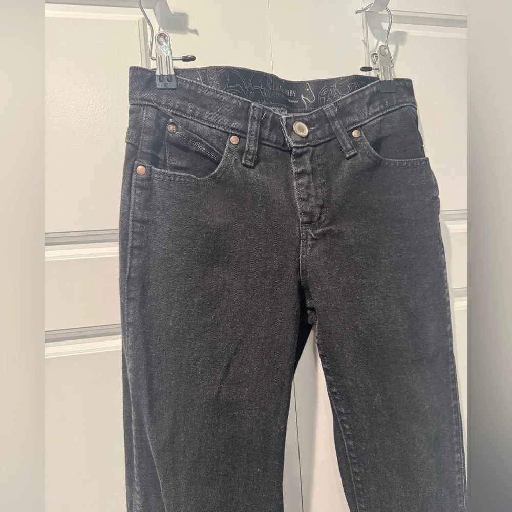 Wranglers Women's Q-Baby Jean #WRQ20BL-C Black Straight Leg Mid Rise 1/2 - 34